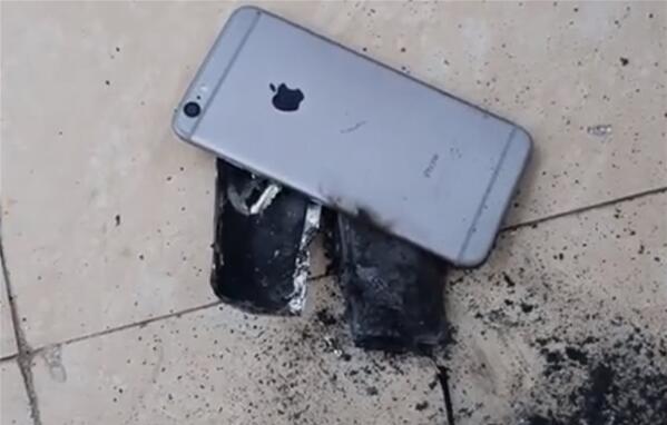 越南苹果6S起火爆炸，画面恐怖手机前面板脱出烧焦变黑
