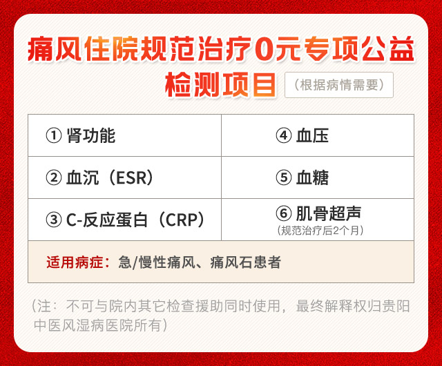 痛风住院规范治疗0元专项公益检测